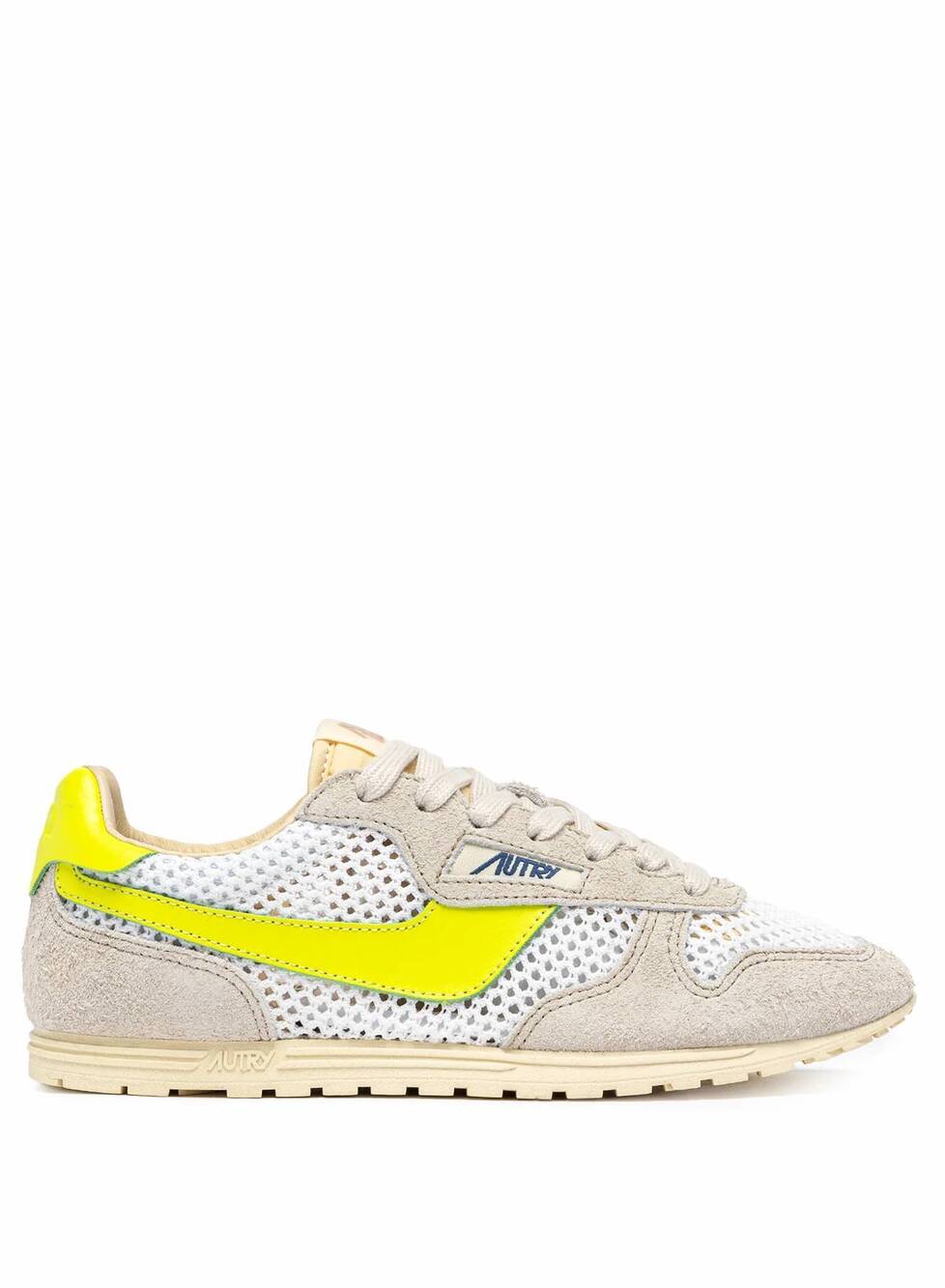 NEW AUTRY women's windspin mesh and leather sneakers in white sand and evening p